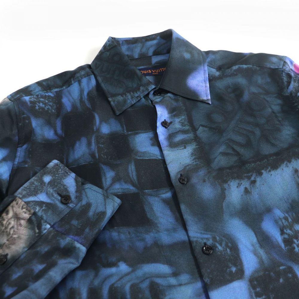 Louis Vuitton Louis Vuitton Silk XS Salt Print Shirt Canvas Dress Shirt RM212M - Picture 2 of 10